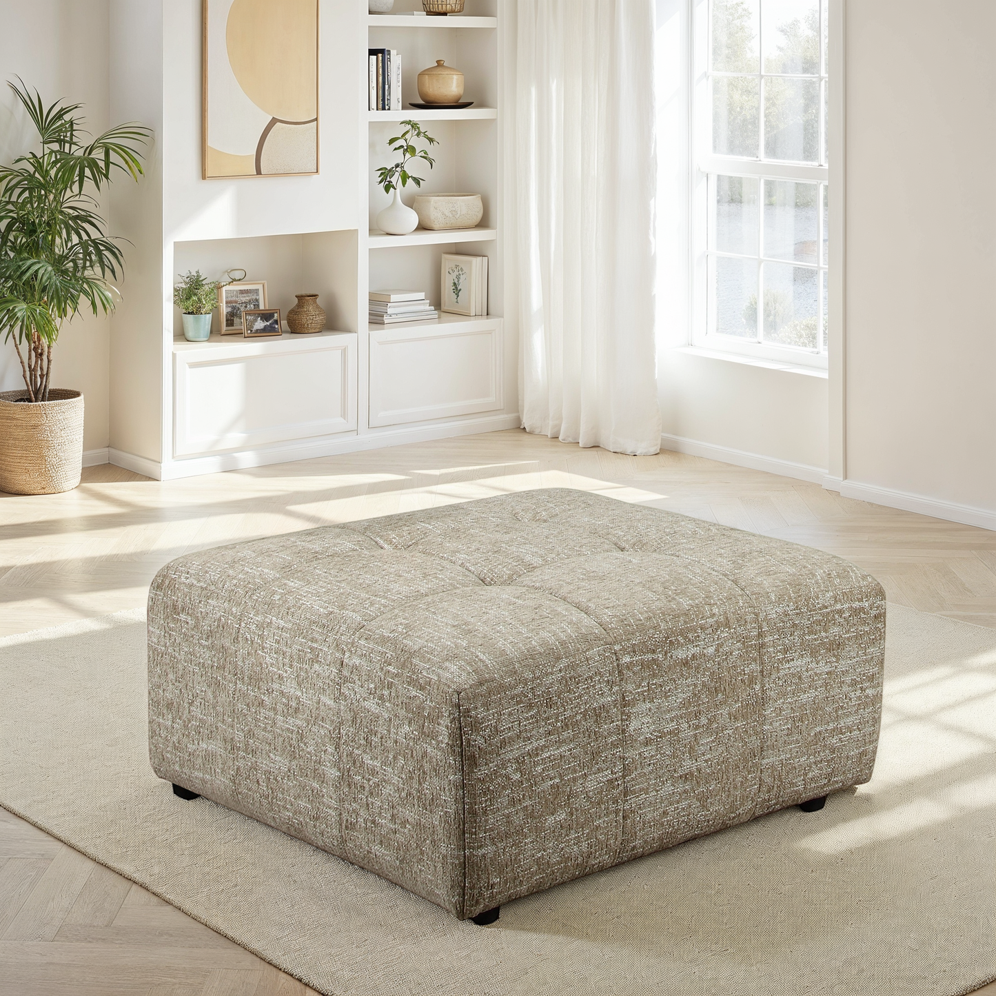 Canapé d'angle / pouf en tissu anti tache - MIRO
