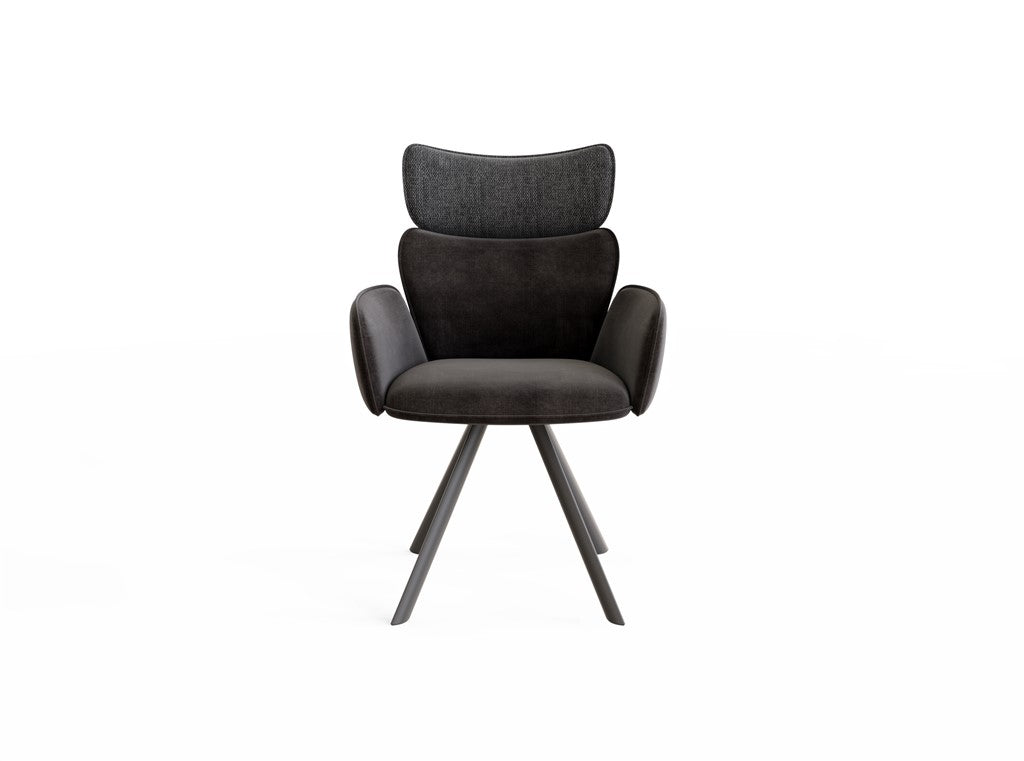 Chaise pivotante en tissu pieds noirs, 62,5x65,5xH91CM - CYNTHIA