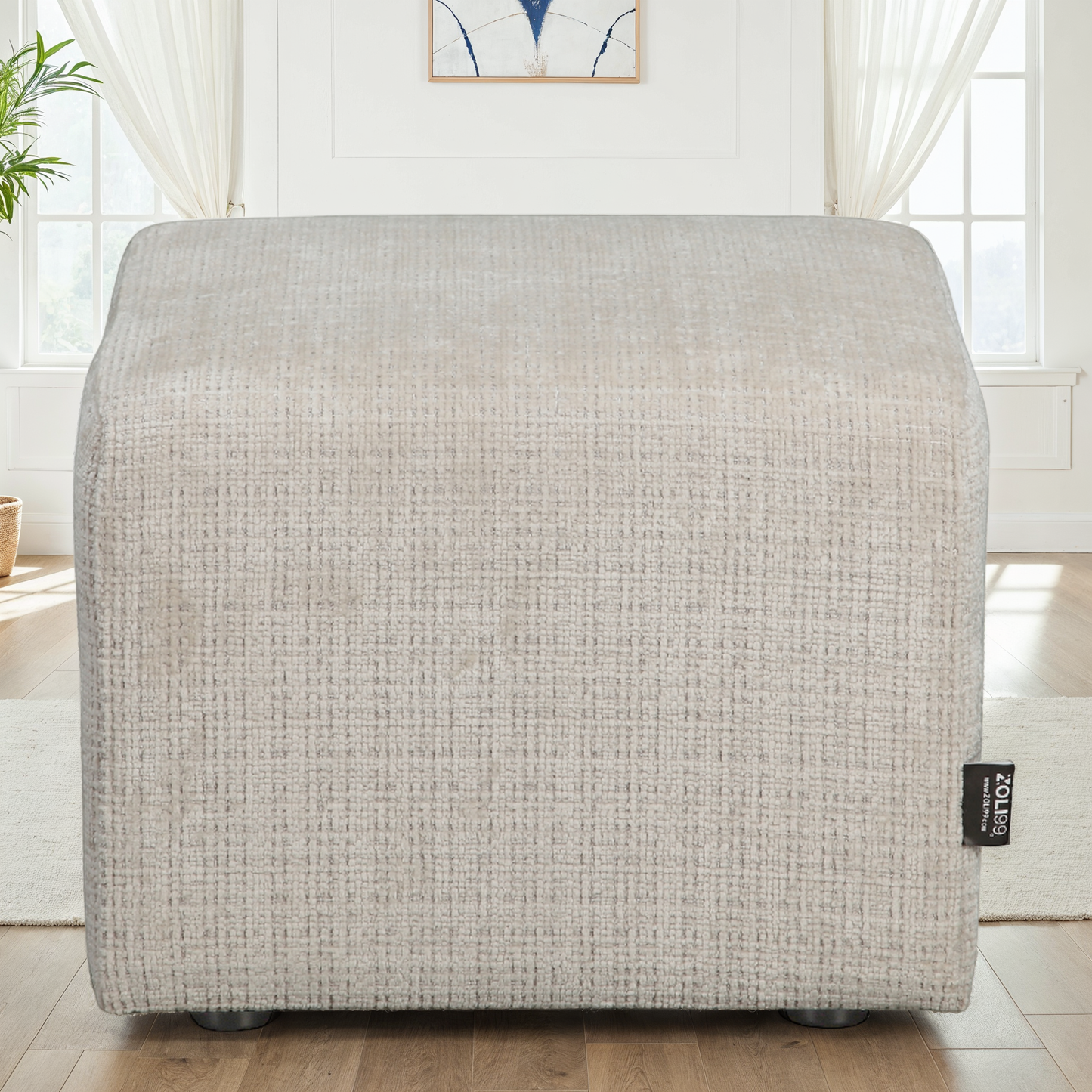 Pouf en tissu anti tache, 40x40xH40CM - VITO