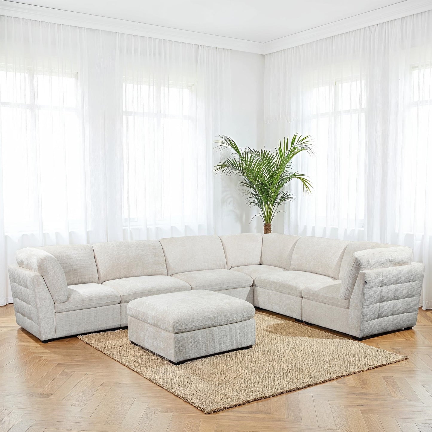 Pouf en tissu anti tache - OLYMPE