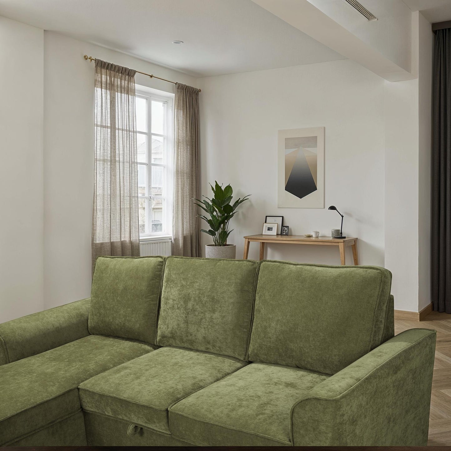 Canapé d'angle convertible en tissu avec coffre de rangement 230x157xH91CM - OSCAR