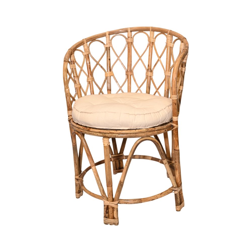 Chaise en rotin tressé avec coussin beige, 57x45xH77CM - MANILLE