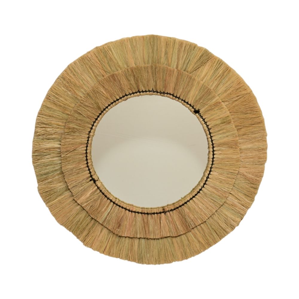 Miroir rond en osier, 57x57CM - MANILLE