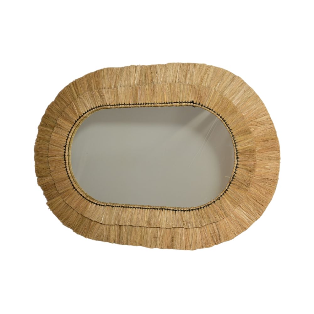 Grand miroir ovale en osier, 100x71CM - MANILLE