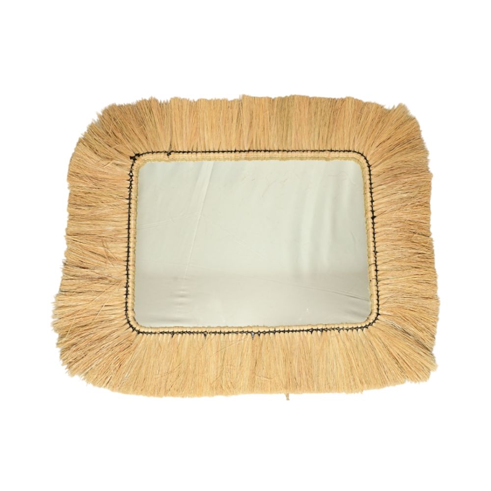 Grand miroir rectangulaire en osier, 78x65CM - MANILLE