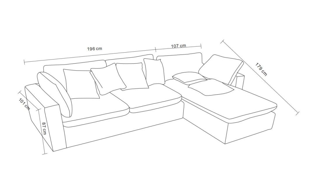 Canapé d'angle en tissu anti tache réversible, 303x179xH87CM - AZRA