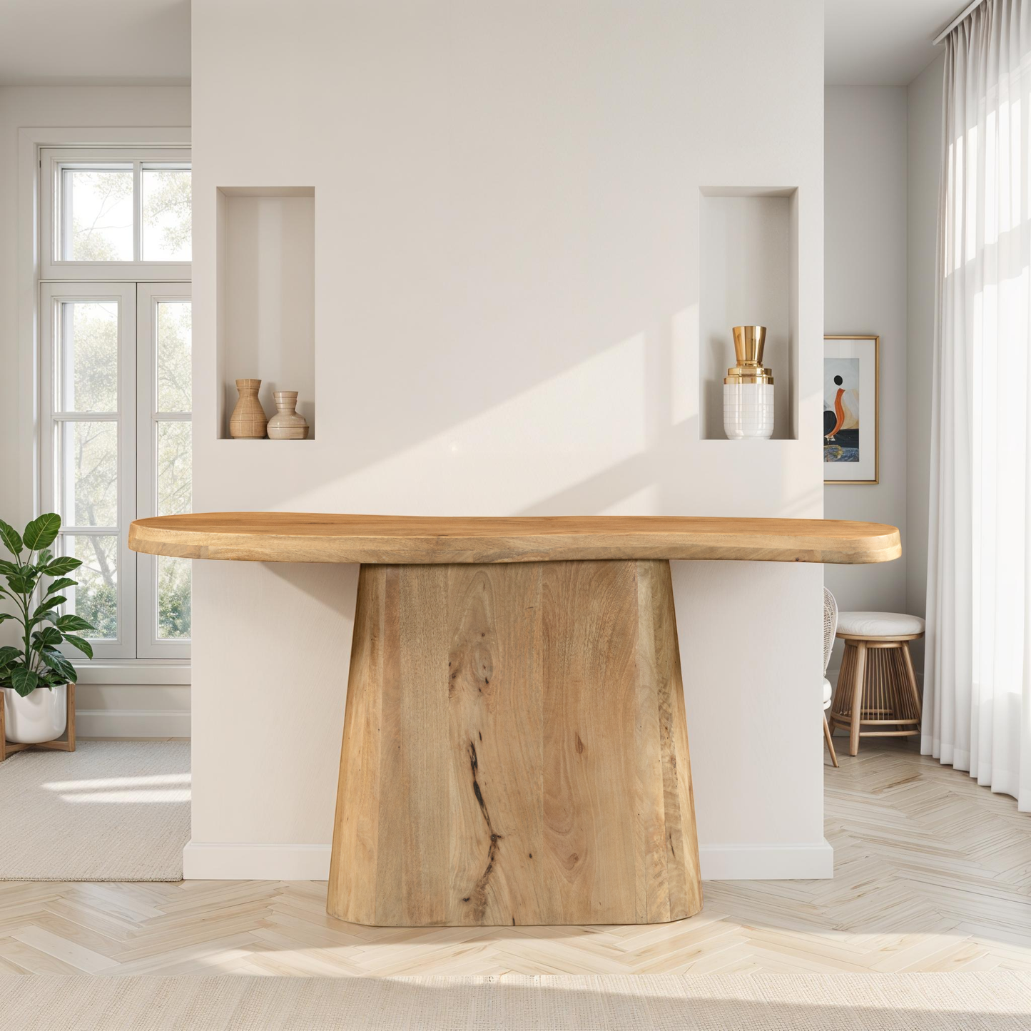 Console en bois de manguier, 150x35xH76CM