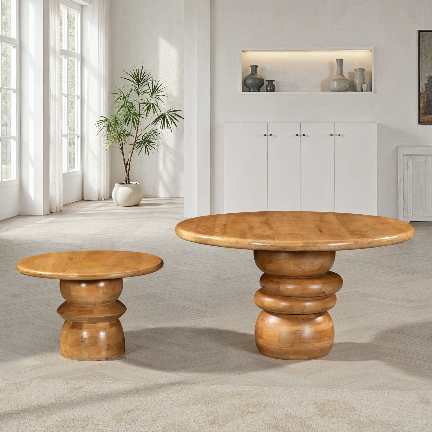 Table basse en bois de manguier, D80xH50CM - MASSIMO