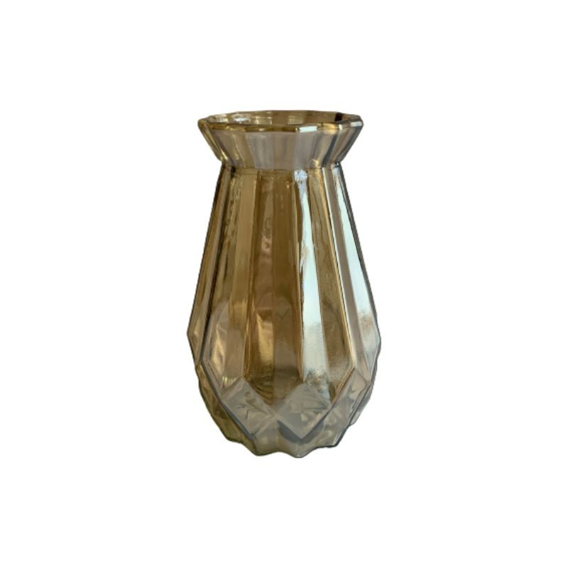 Vase en verre ambre, D8xH18CM