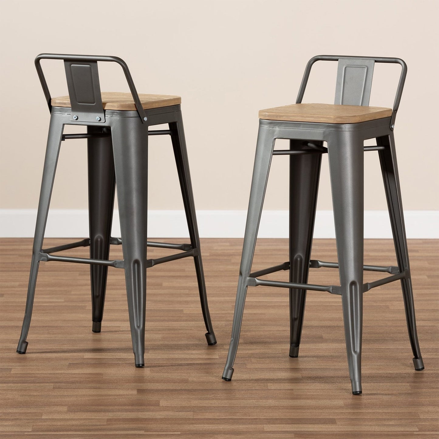 Tabouret de bar industriel avec dossier inspiré tolix Hauteur assise 66cm