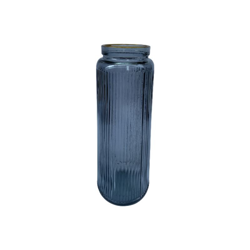 Vase en verre gris contour doré, D7,5xH30cm - LOUISA
