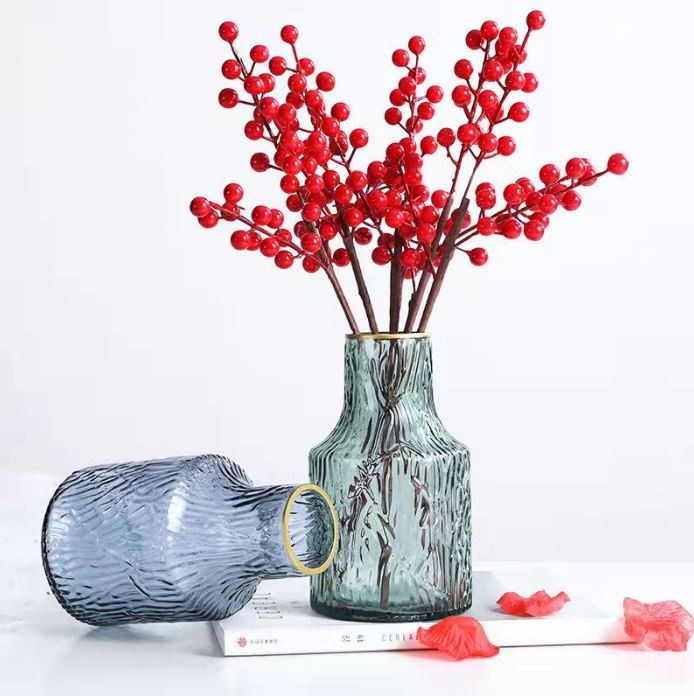 Vase en verre avec bordure doré, D13xH21CM - LIVIO