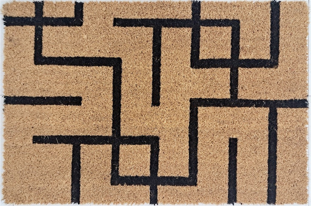 Tapis d’entrée Paillasson coco naturel GEOMETRIQUE 40x60cm ep 1,5cm