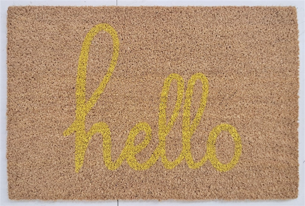 Tapis d’entrée Paillasson coco naturel HELLO 40x60cm ep 1,5cm