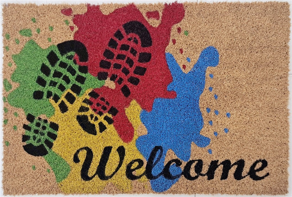 Paillasson Coco Welcome 50x80cm - Antidérapant, Absorbant Saleté Et Facile D'Entretien