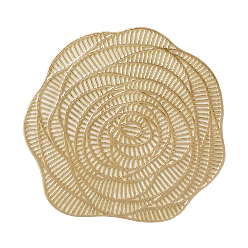 Set of 4 dessous de verre en forme de rose doré 10 cm