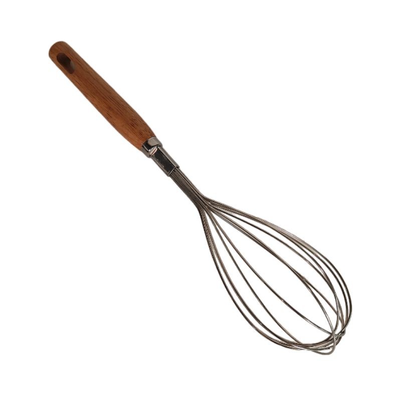 Fouet de cuisine en acier inoxydable et manche en bois, D7xH29cm - COOK