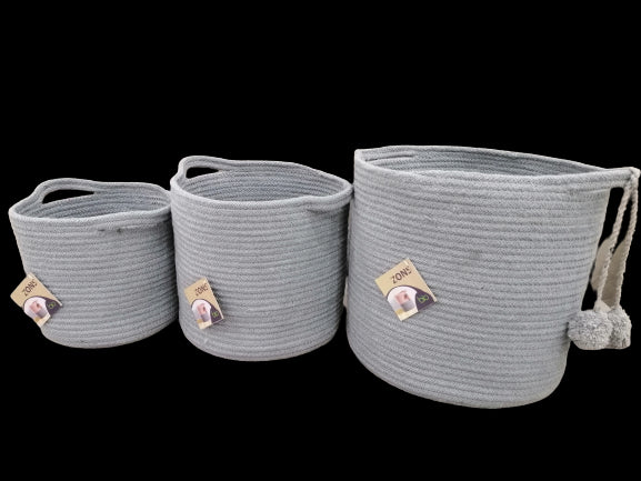 Panier rangement à pompons en cotton avec anses, D25xH25 - SWOLI