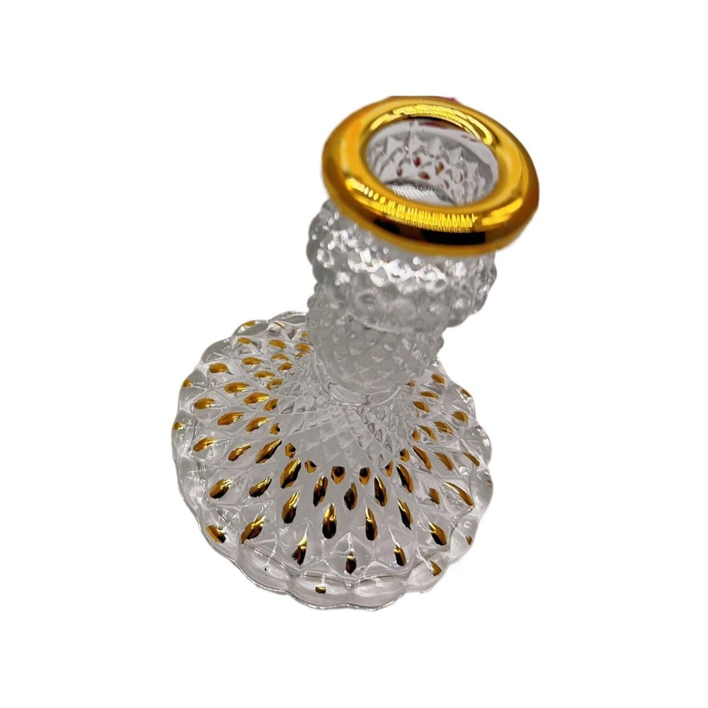 Bougeoir en verre transparent, D8xH10,4 cm