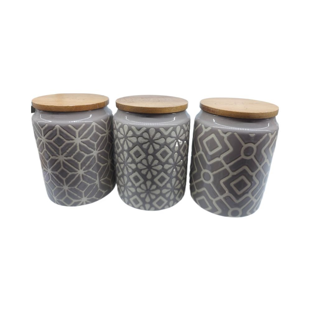 set 3 Bocaux à épices en céramique, D9,5xH14 cm