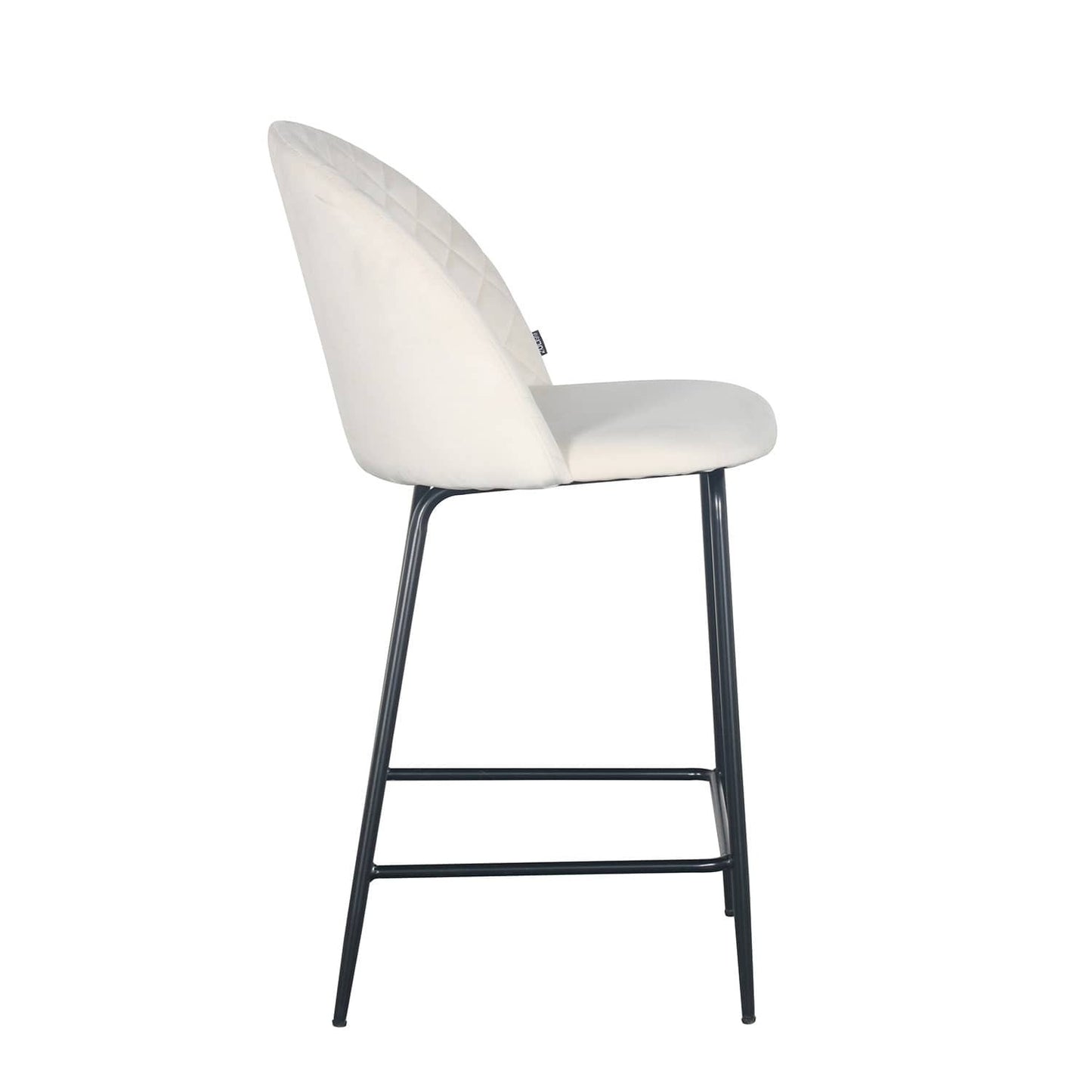 Tabouret de bar en velours pieds noirs, 45x51,5xH116 cm - Hester