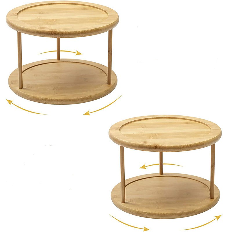 Plateau rotatif en bois à deux étages, D25,5xH18CM