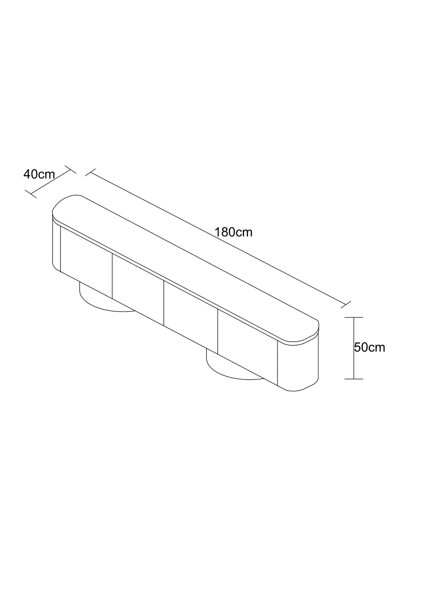 Meuble TV en particules de bois plateau céramique, 180x40xH50CM - JAPANDI