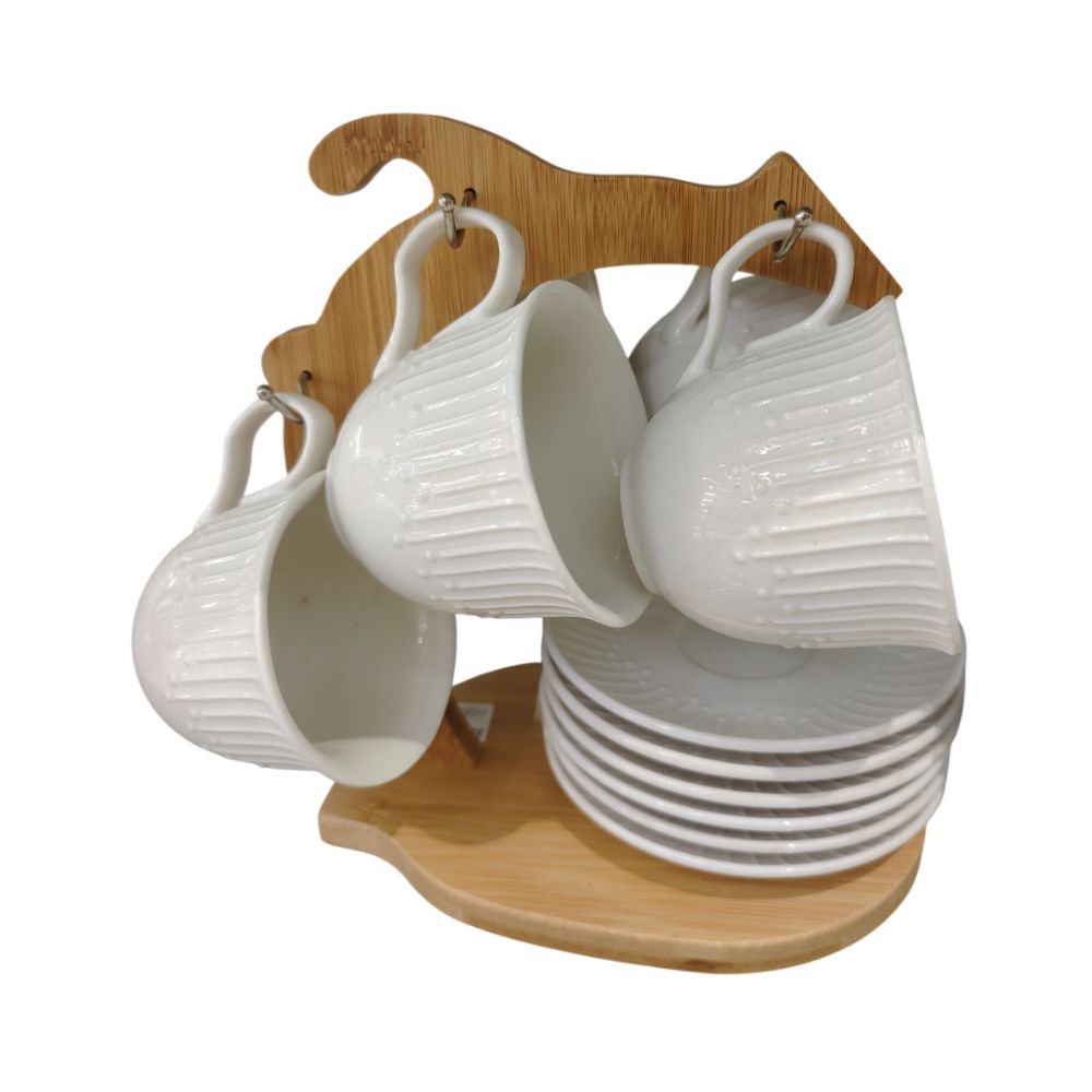 Set de tasse à café, soucoupe et support