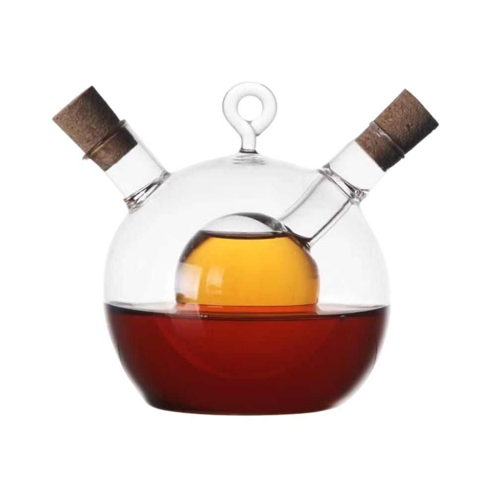 Bouteille d'huile en verre transparent