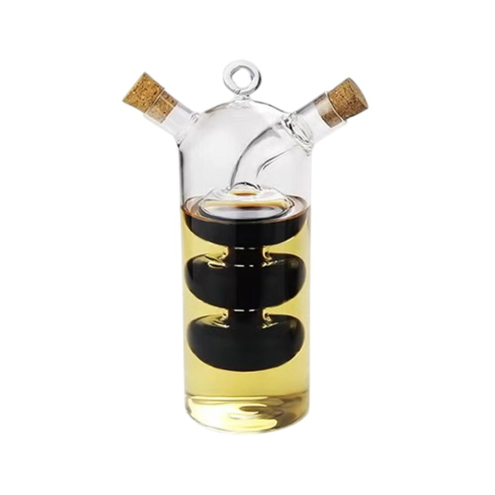 Bouteille d'huile en verre transparent