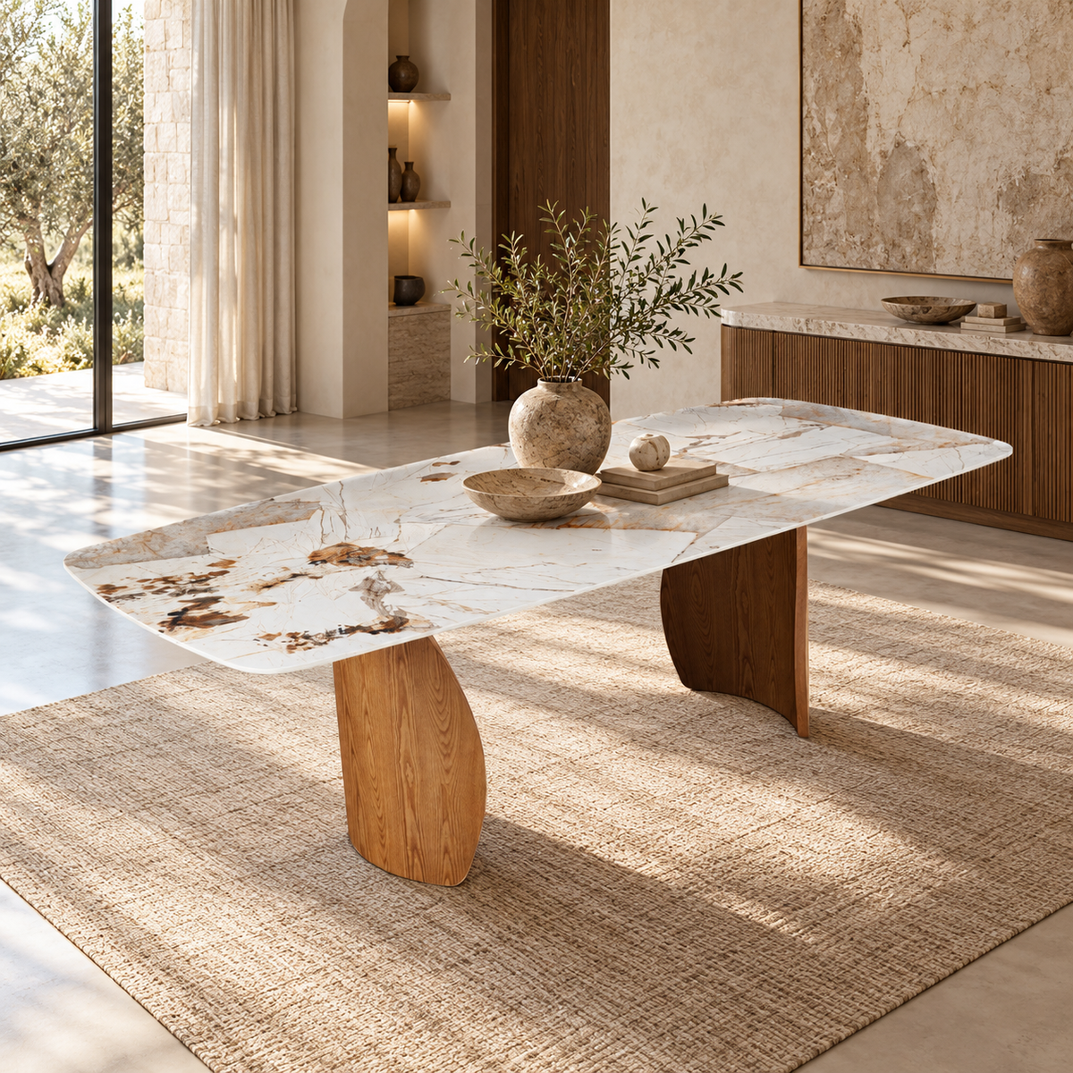 Table à manger avec plateau en céramique, H76CM - ENZO