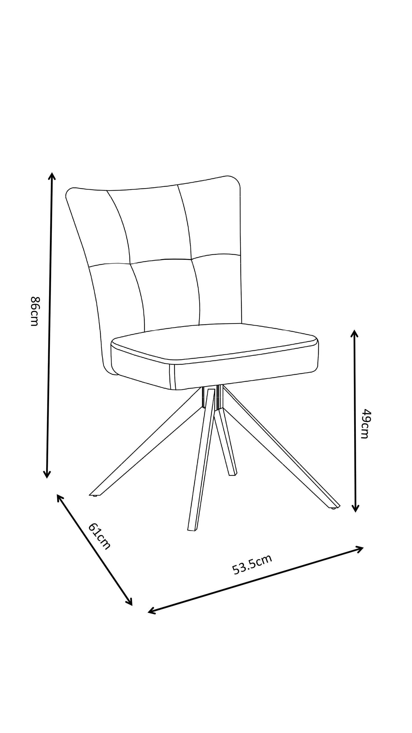 Chaise en tissu anti tache, 53,5x61xH86CM - GINO