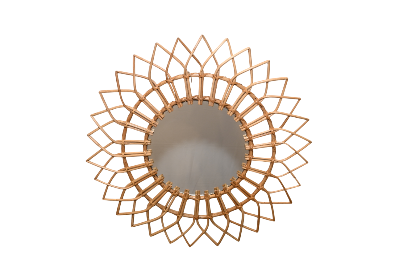 Miroir rond en osier, 77x77CM - MANILLE