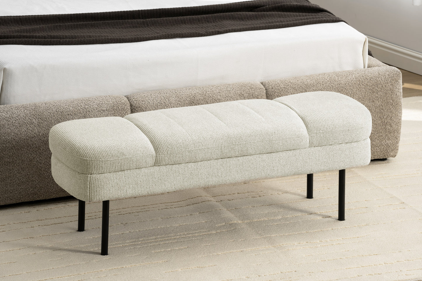 Banc en tissu anti tache, 124x40xH44,5CM SARY