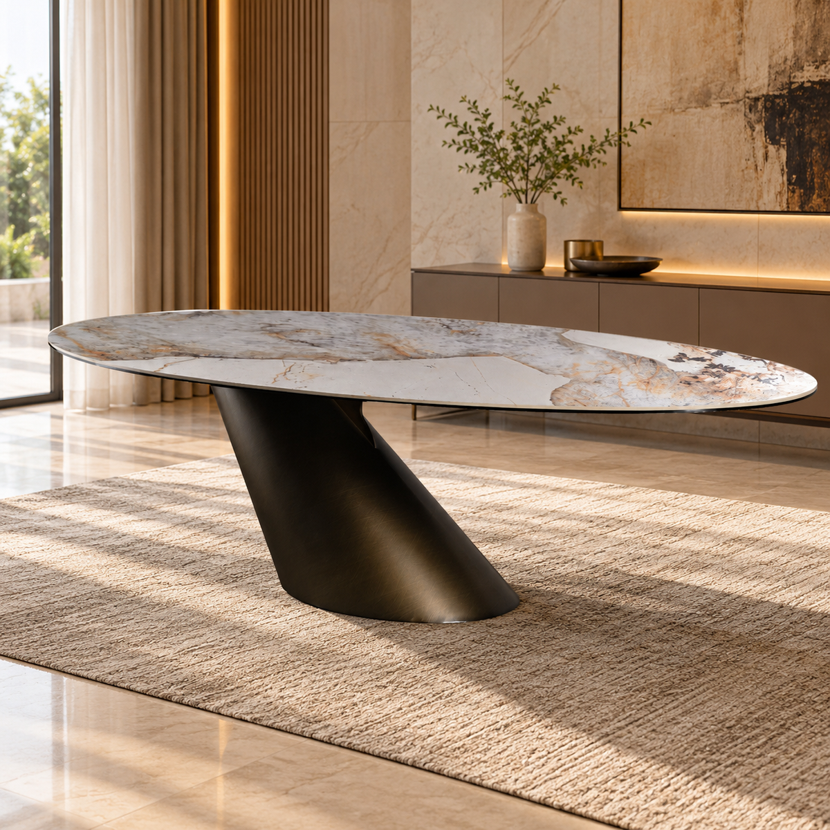 Table à manger avec plateau en céramique, 240x120xH75CM - KAIZEN