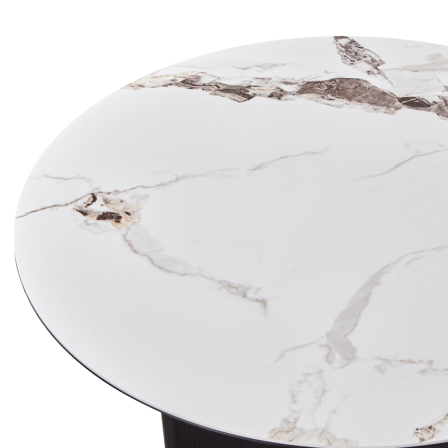 Table à manger en particules de bois plateau céramique rond, H76CM - NERO