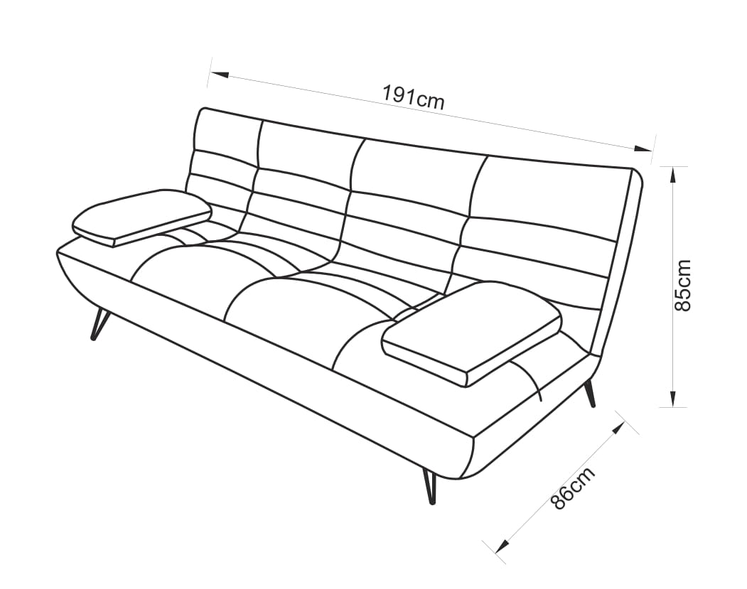 Canapé lit clic-clac convertible en tissu anti tache, 191x86xH85CM - LEONORE