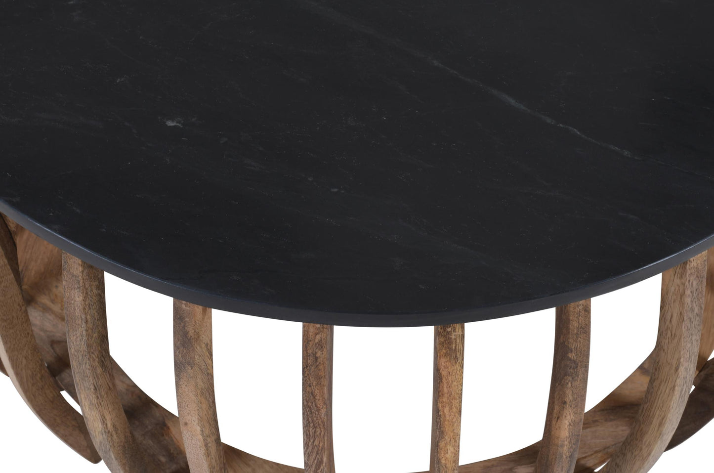 Table basse en bois plateau marbre, D80xH40,6CM - EVO