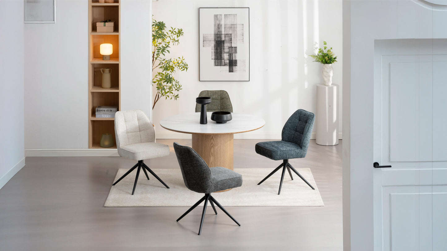 Chaise pivotante en tissu anti tâche Emilia , 48x63xH84CM pieds métalique