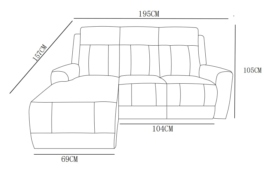 Canapé d'angle en tissu anti tache, 195x157xH105CM - ASTONI