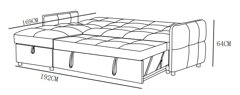 Canapé d'angle convertible en tissu anti tache, 227x144xH89CM - FLINT