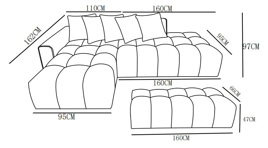 Canapé d'angle en tissu anti tache, 270x162xH97CM - MAGEVE