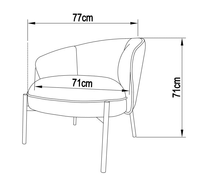 Fauteuil d'appoint en tissu anti tache, 71x77xH71CM - MALIA