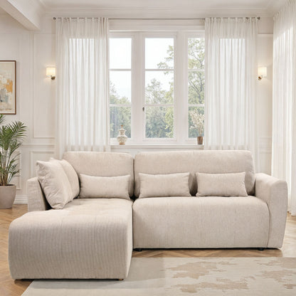 Canapé d'angle en tissu anti tache convertible, 241x214xH93CM - ENVY