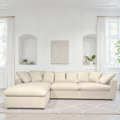 Canapé d'angle en tissu anti tache réversible, 303x179xH87CM - AZRA