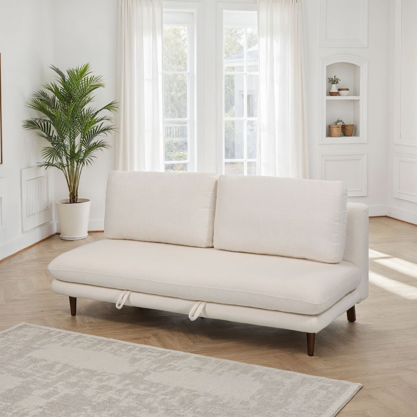 Canapé lit 3 places clic-clac en tissu anti tache, 192x94xH91CM - LUPINE