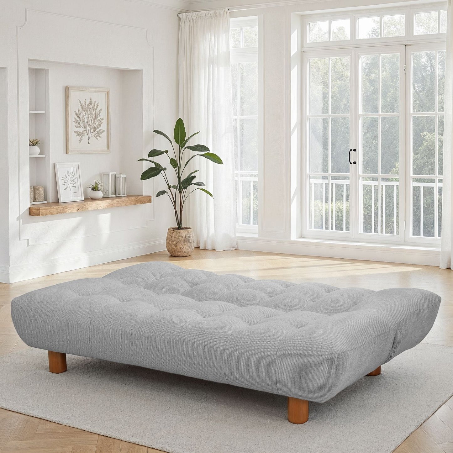 Canapé lit clic-clac convertible en tissu anti tache, 186x103xH89CM - LUCIEN