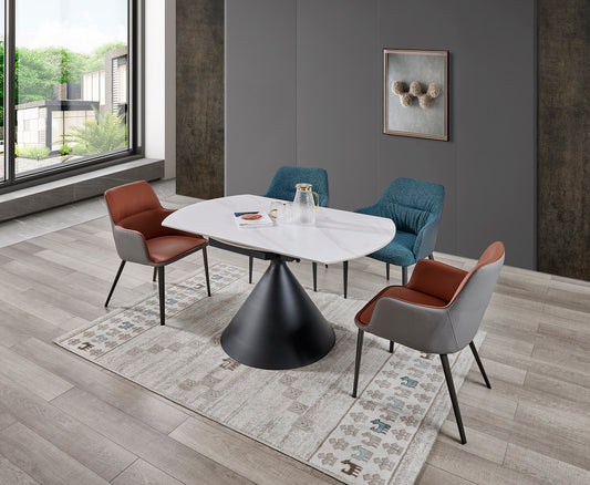 LOLA Table à manger extensible avec plateau en céramique, 130x80/130xH77/75CM