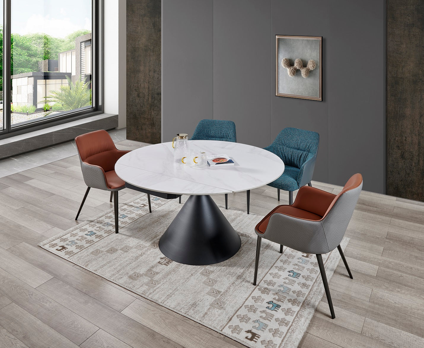 LOLA Table à manger extensible avec plateau en céramique, 130x80