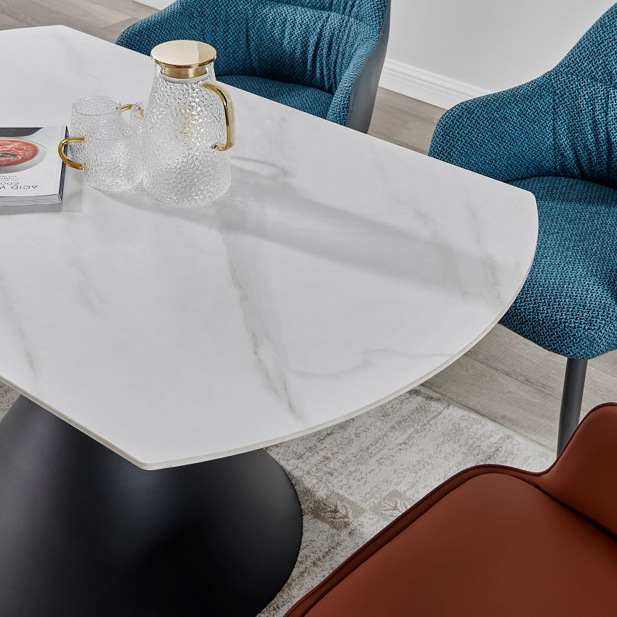 LOLA Table à manger extensible avec plateau en céramique, 130x80/130xH77/75CM